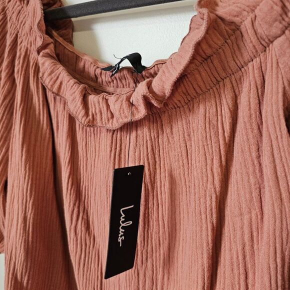 NWT LULUS MAUVE BOAT RUFFLED GAUZY TOP SIZE M - Picture 6 of 10